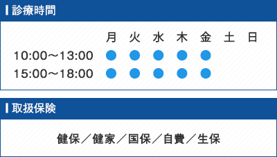 診療時間・取扱保険